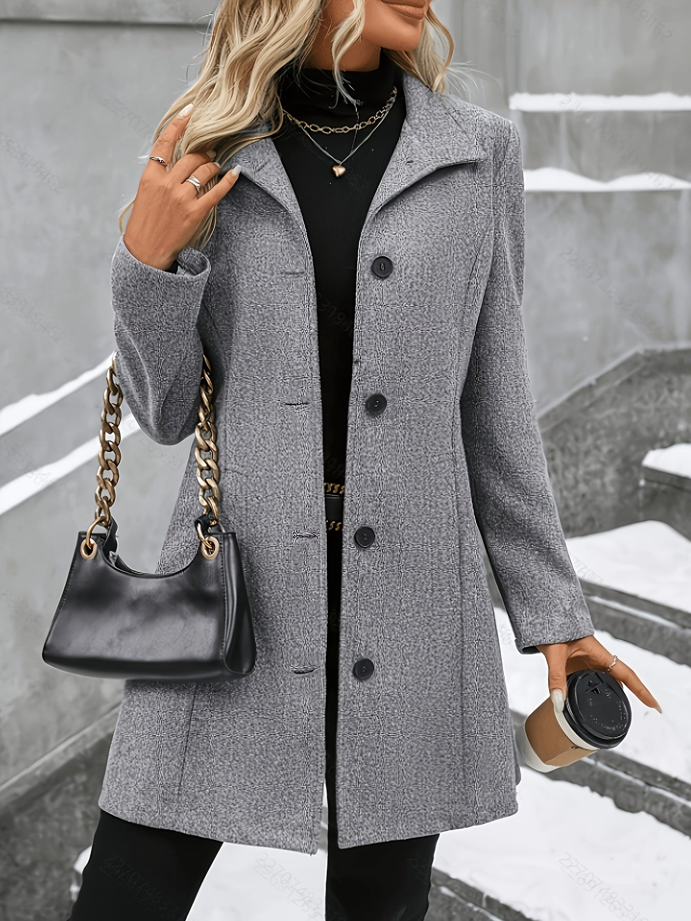 Elegant women's coat with a notch collar and a single-breasted button placket - J&B; - 1 - Elvaroza.com
