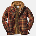 Men's Checkered Jacket with Hood and Button Placket - J&B; - 1 - Elvaroza.com