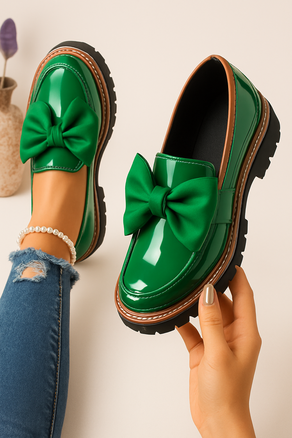 Chic Bow Detail Loafers – Stylish and Comfortable Everyday Shoes - Image 3