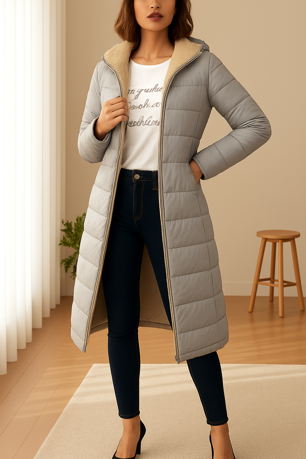 Women's Long Puffer Jacket with Hood and Cozy Lining | E&R - 5 - Elvaroza.com