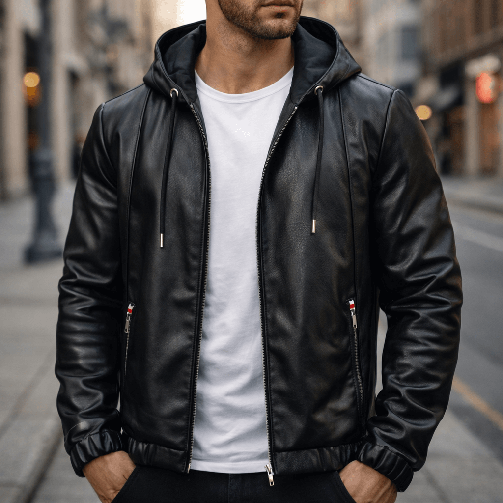 Men's Hooded Bomber Jacket - Casual Look with Zipper - J&B; - 4 - Elvaroza.com