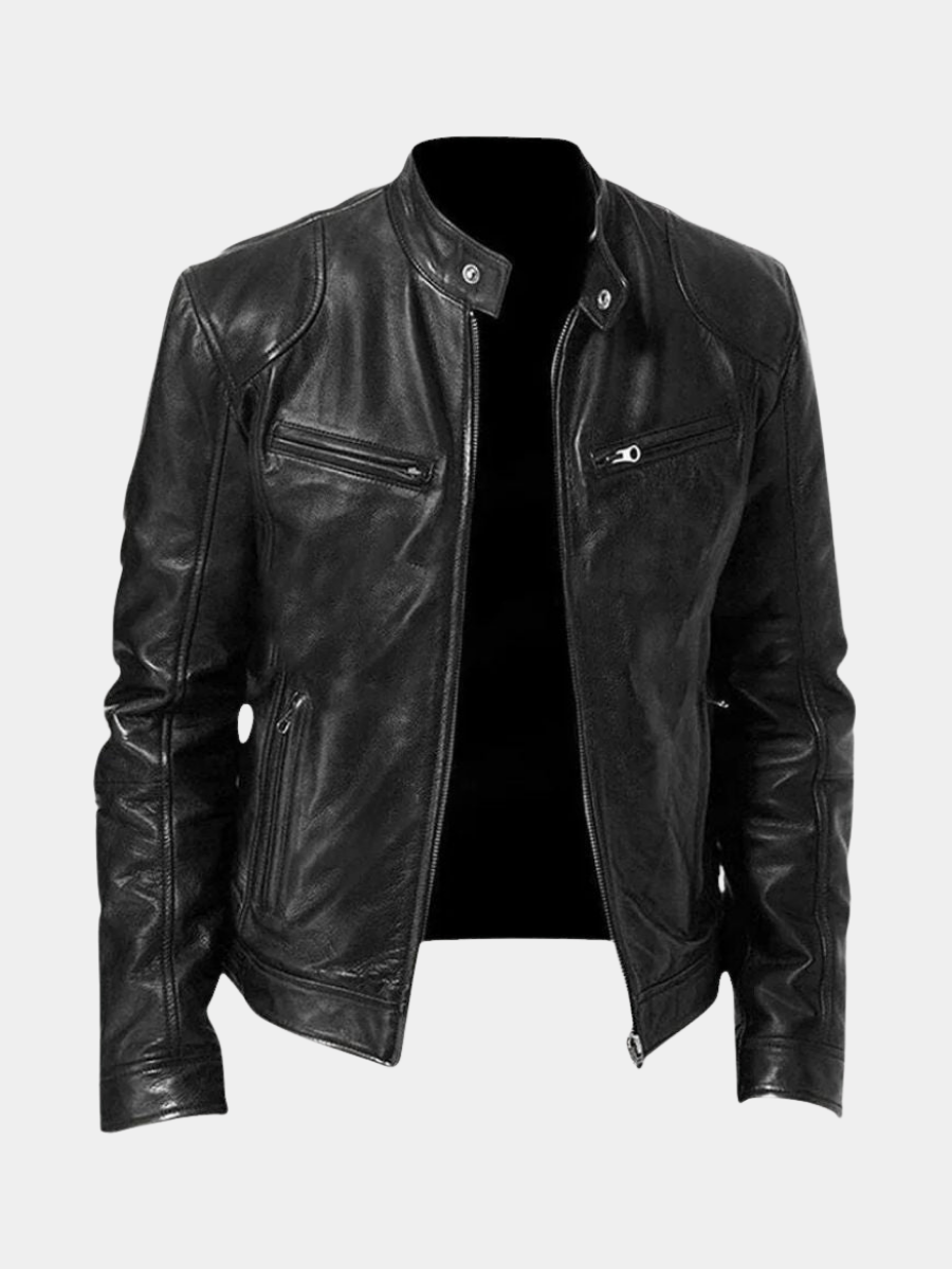 Men's Leather Jacket – Structured Fit with Practical Zipper Pockets - J&B; - 1 - Elvaroza.com