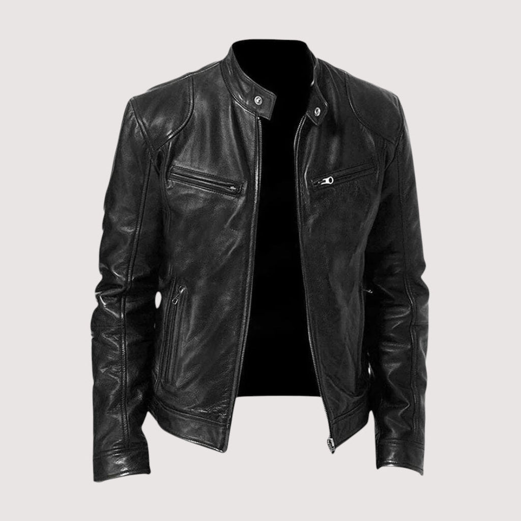 Men's Leather Jacket – Structured Fit with Practical Zipper Pockets - J&B; - 2 - Elvaroza.com