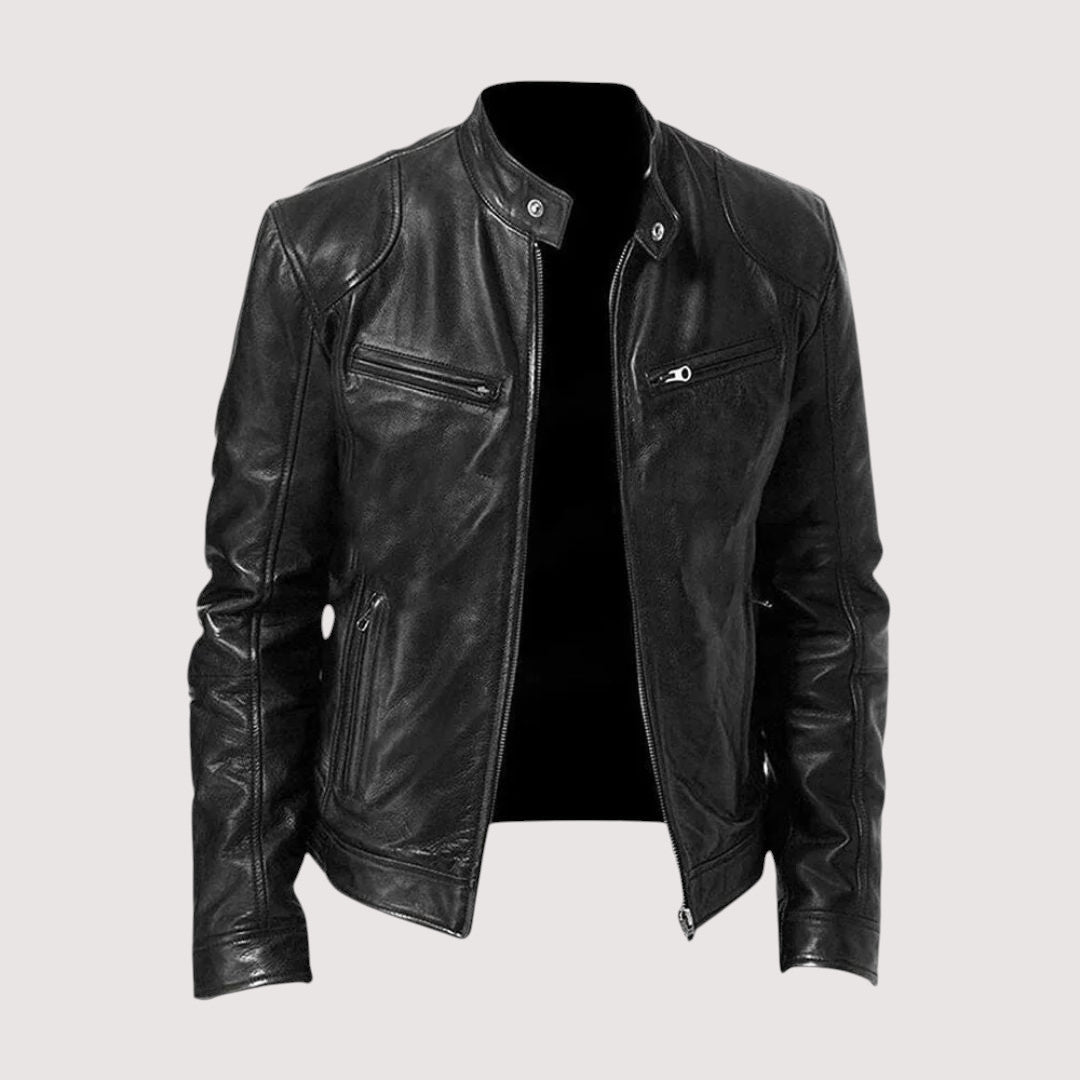 Men's Leather Jacket – Structured Fit with Practical Zipper Pockets - J&B; - 2 - Elvaroza.com