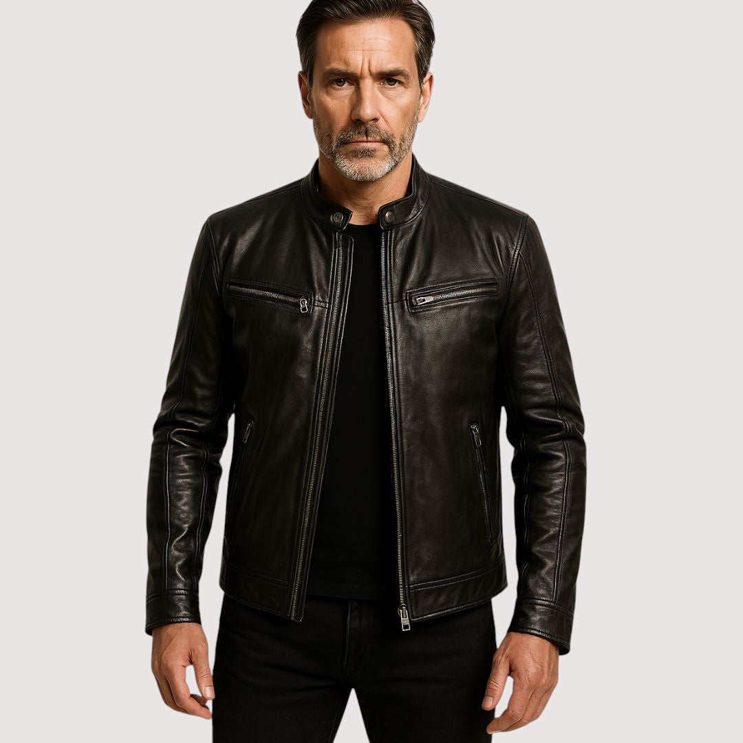 Men's Leather Jacket – Structured Fit with Practical Zipper Pockets - J&B; - 6 - Elvaroza.com