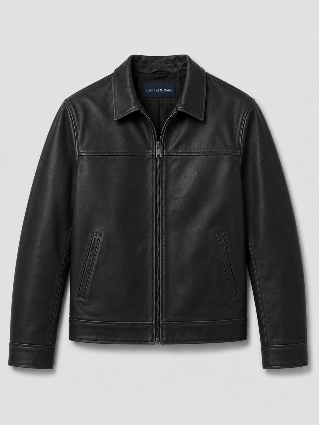Men's leather jacket with a classic cut and elegant zipper - J&B; - 8 - Elvaroza.com