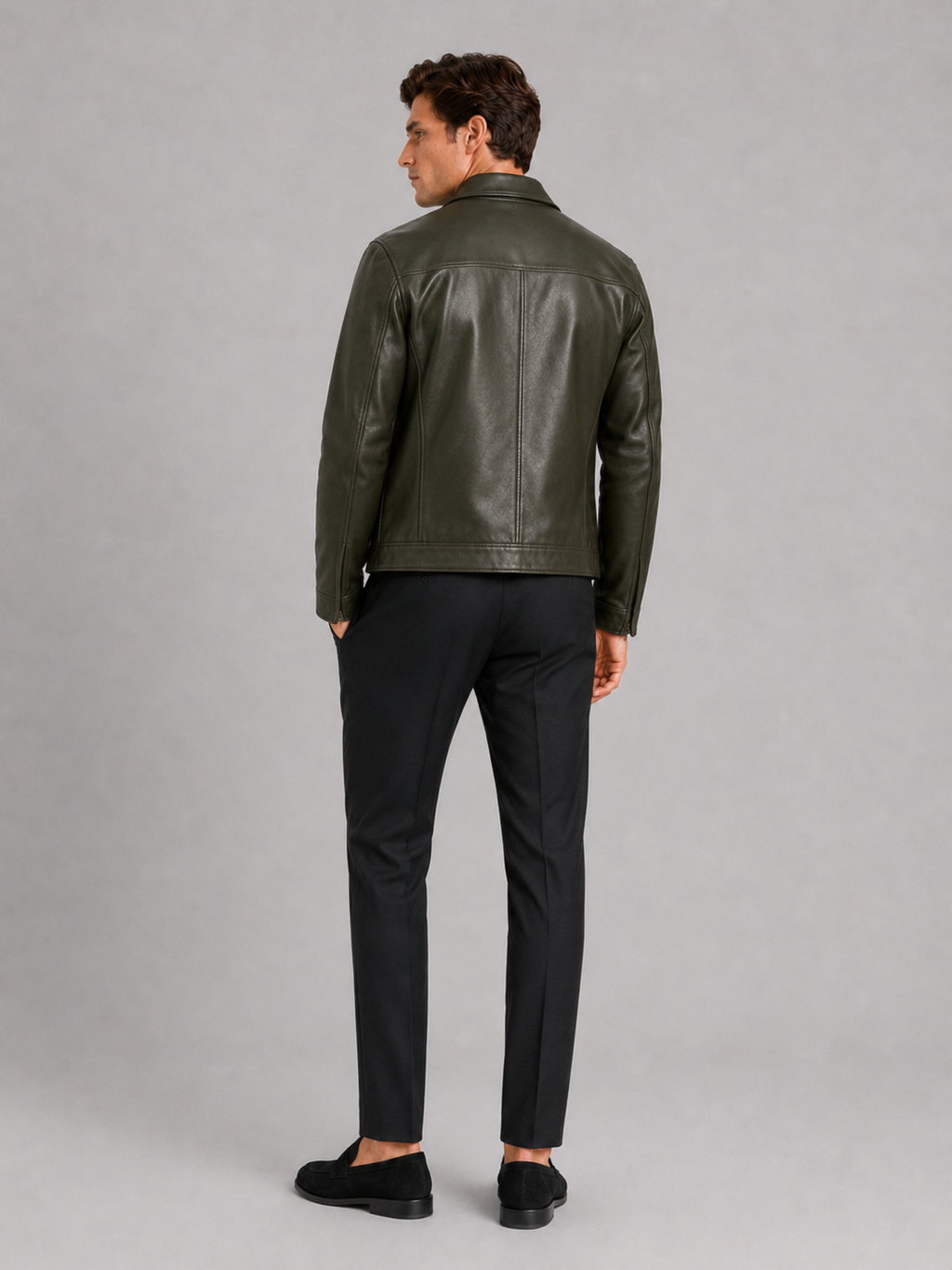 Men's leather jacket with a classic cut and elegant zipper - J&B; - 16 - Elvaroza.com