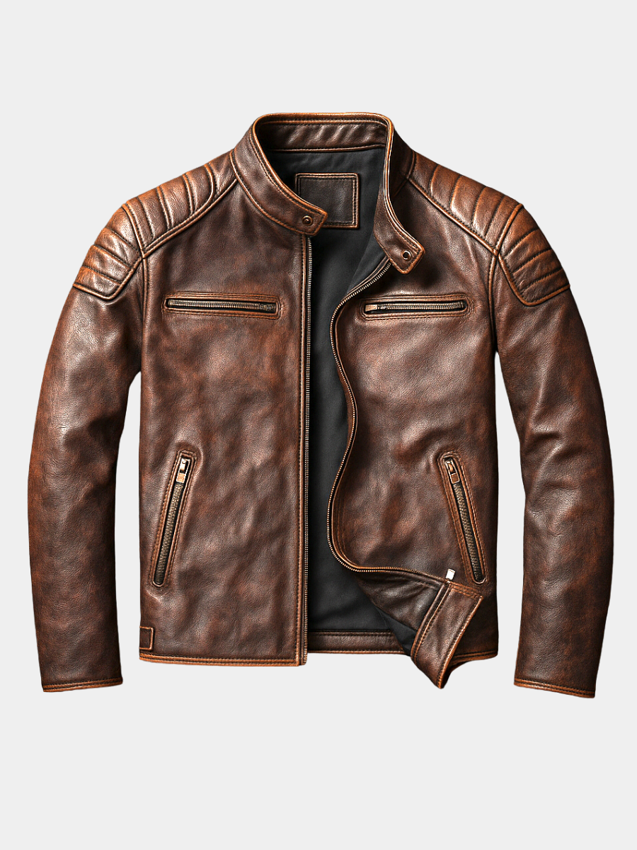 Men's Leather Jacket – Structured Fit with Quilted Shoulders - J&B; - 1 - Elvaroza.com
