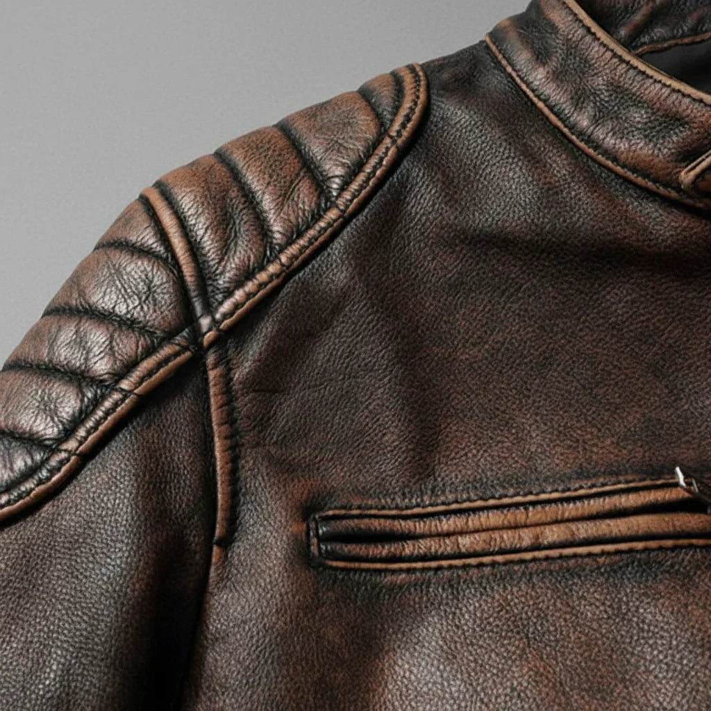 Men's Leather Jacket – Structured Fit with Quilted Shoulders - J&B; - 8 - Elvaroza.com