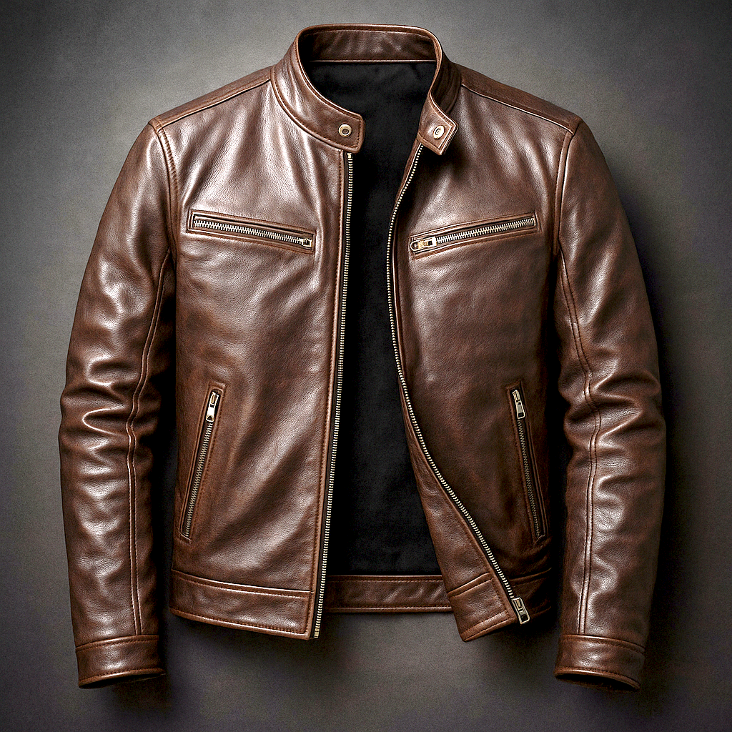 Men's Leather Jacket – Classic Fit with a Textured Look - J&B; - 1 - Elvaroza.com