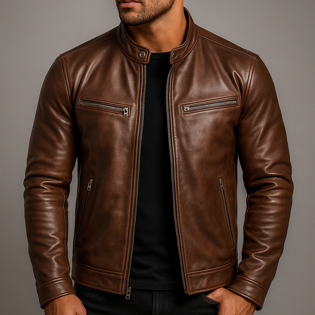 Men's Leather Jacket – Classic Fit with a Textured Look - J&B; - 6 - Elvaroza.com