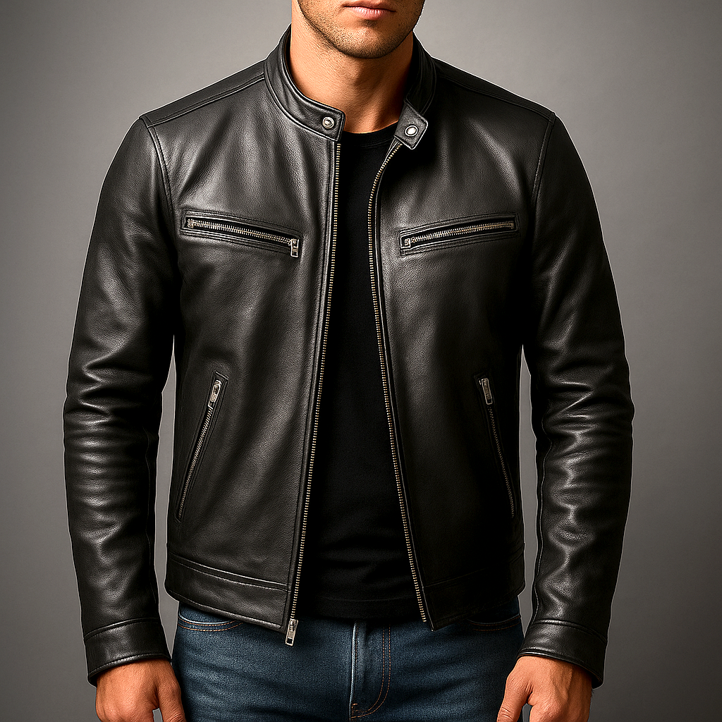 Men's Leather Jacket – Classic Fit with a Textured Look - J&B; - 7 - Elvaroza.com