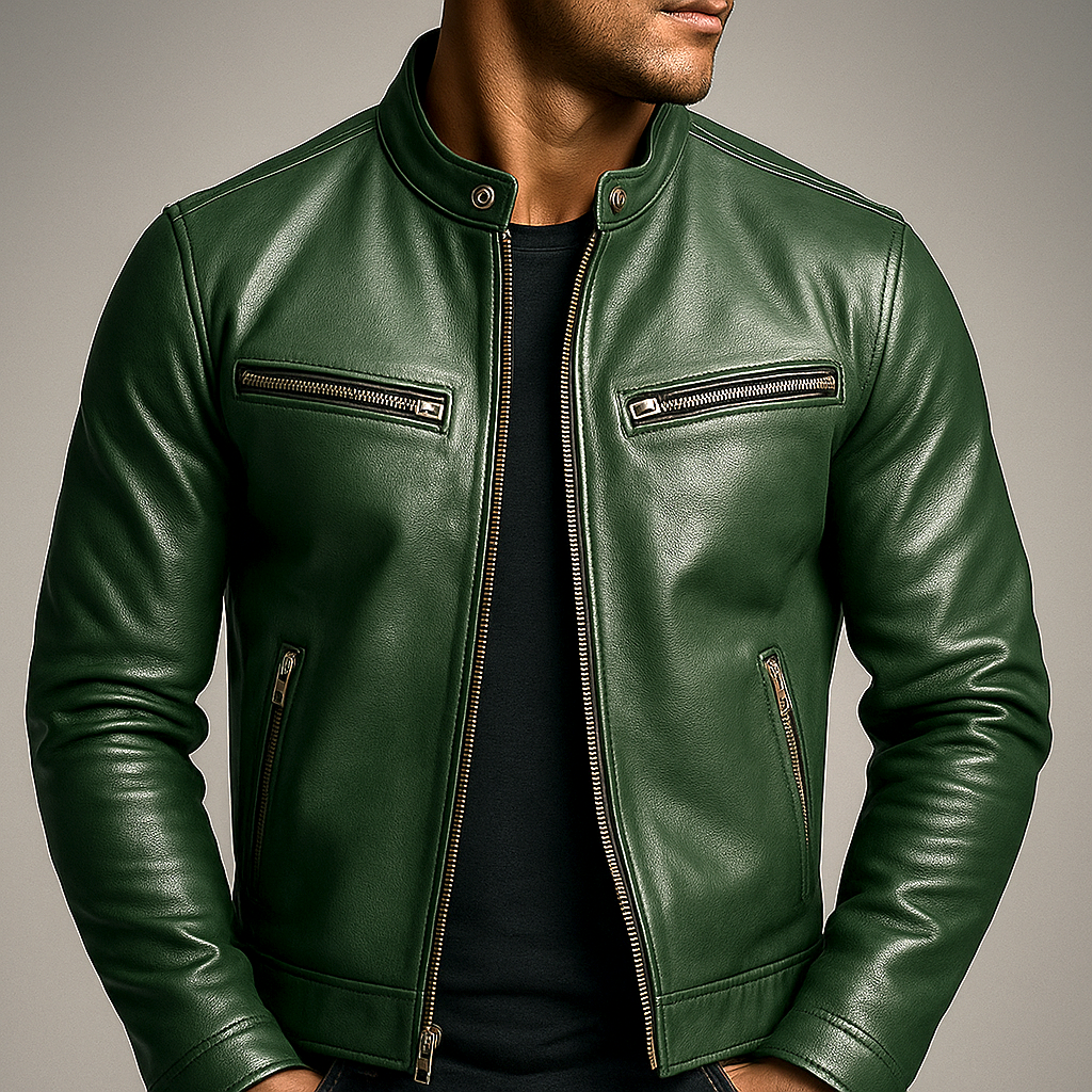 Men's Leather Jacket – Classic Fit with a Textured Look - J&B; - 8 - Elvaroza.com