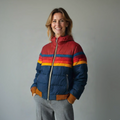 Women's Quilted Jacket with Colorful Stripe Pattern and Zipper - J&B; - 1 - Elvaroza.com