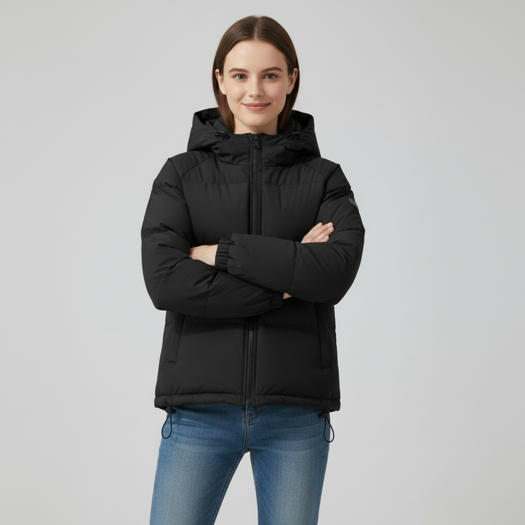 Women's Quilted Jacket with Hood and Zipper - J&B; - 13 - Elvaroza.com