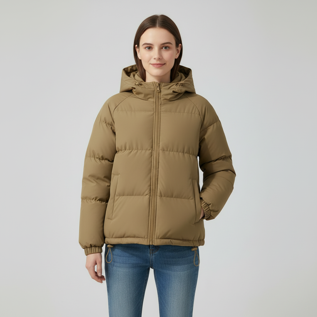 Women's Quilted Jacket with Hood and Zipper - J&B; - 23 - Elvaroza.com