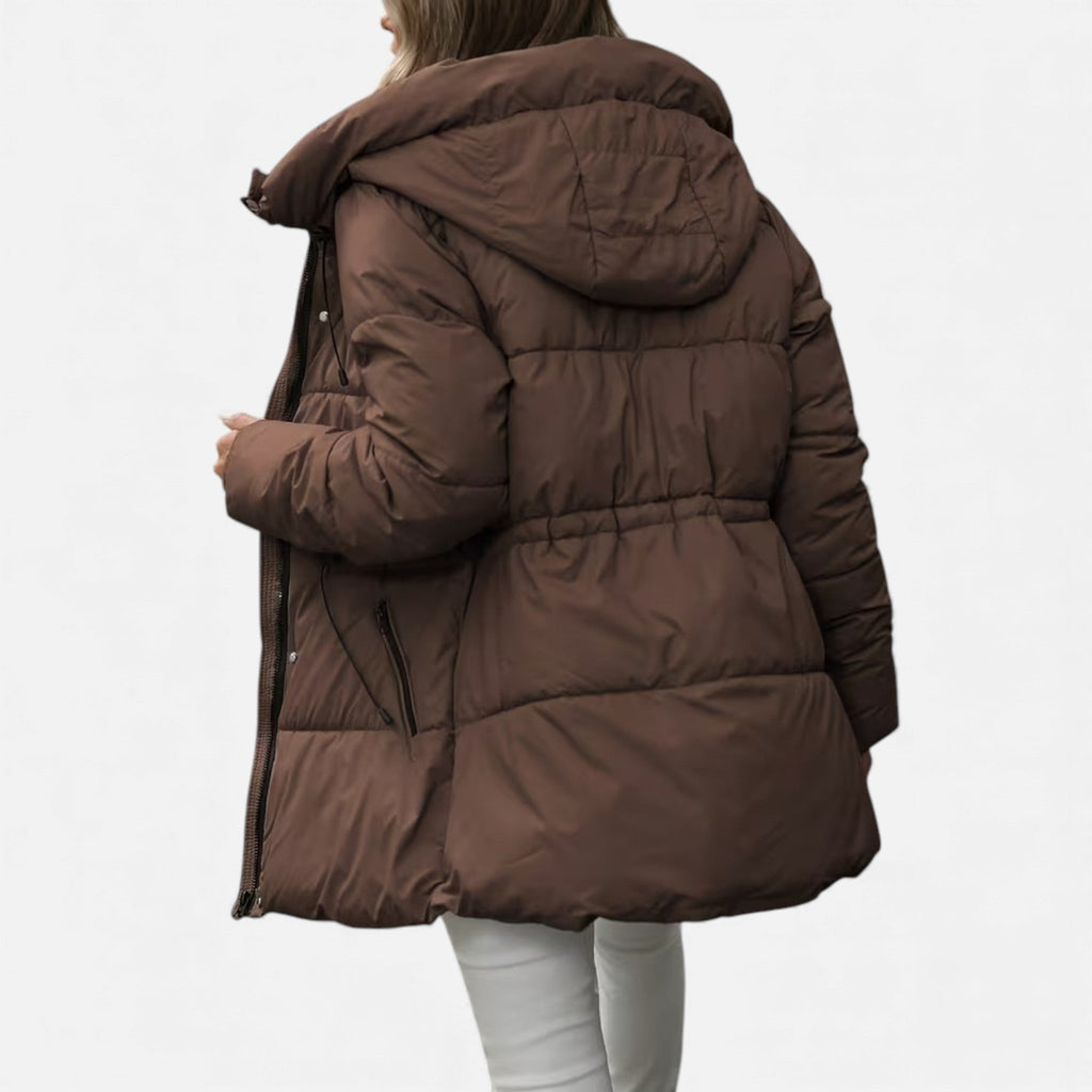 Women's Long Down Jacket with Hood and Adjustable Drawstring - J&B; - 10 - Elvaroza.com