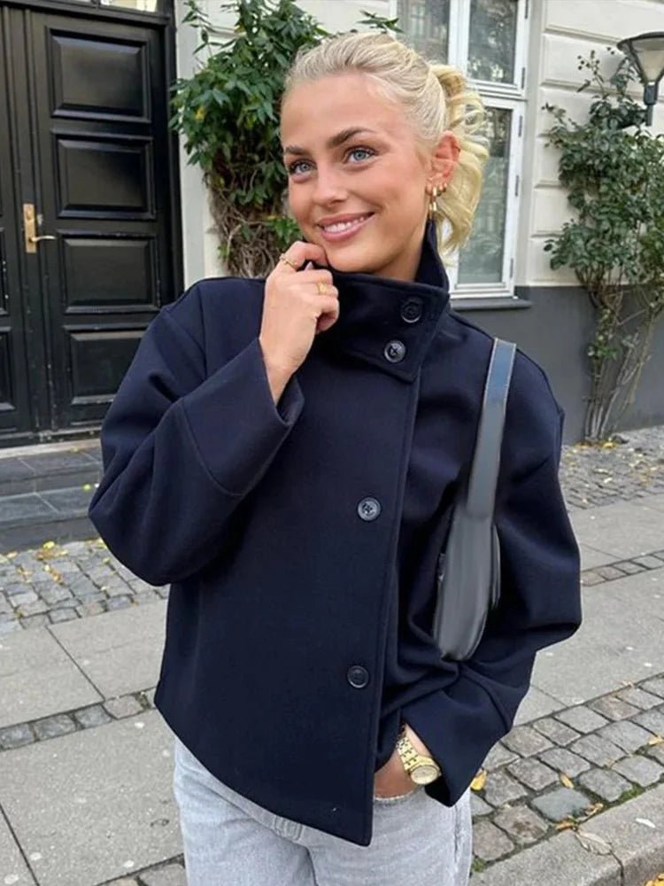 Women's jacket with a high collar and a loose fit - J&B; - 15 - Elvaroza.com