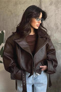 Women's Bomber Jacket with Belt and Oversized Fit - J&B; - 1 - Elvaroza.com