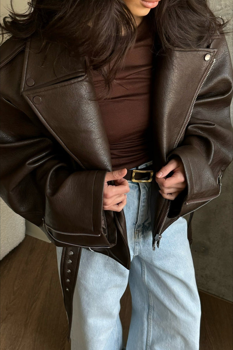 Women's Bomber Jacket with Belt and Oversized Fit - J&B; - 2 - Elvaroza.com