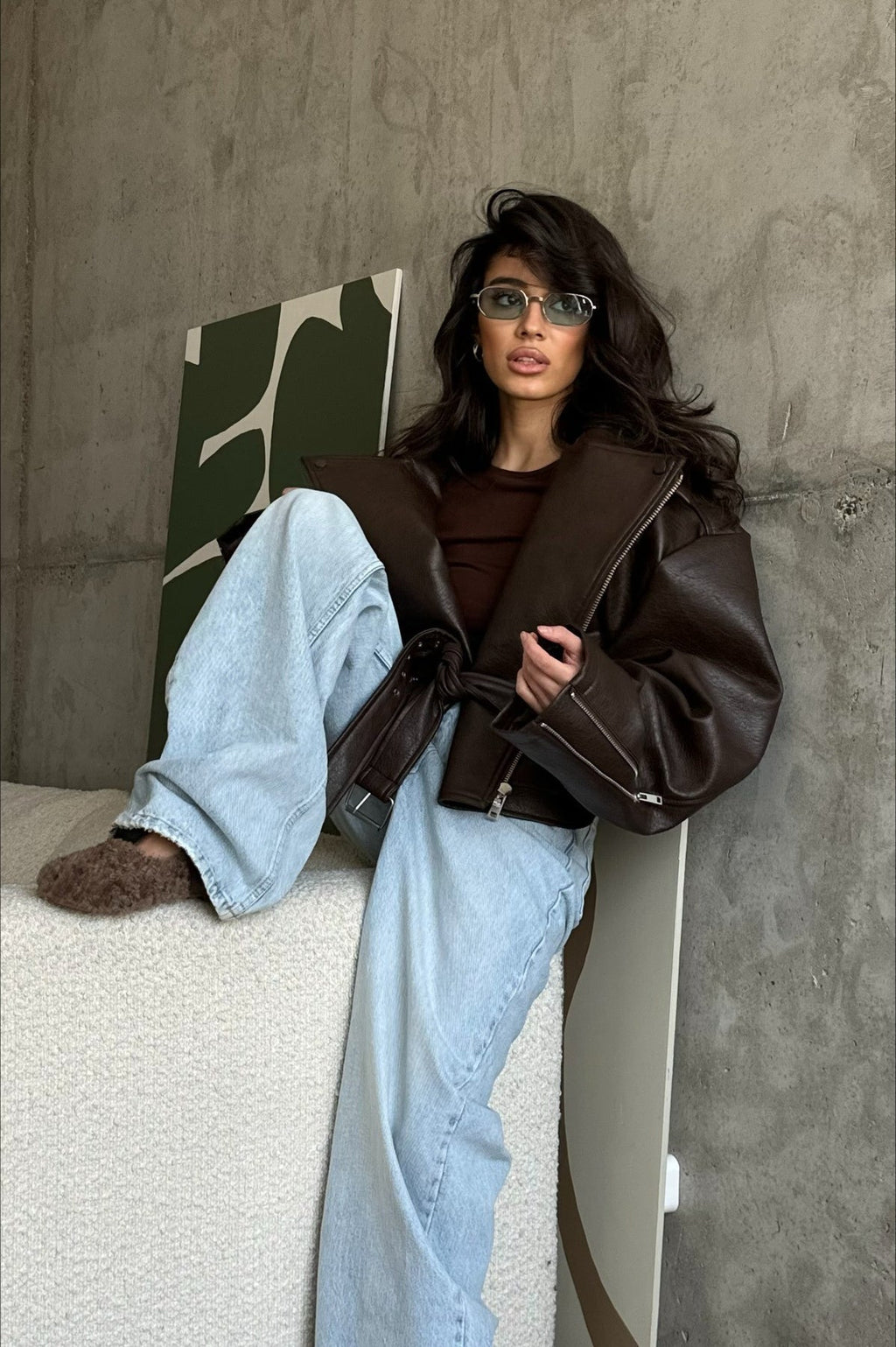 Women's Bomber Jacket with Belt and Oversized Fit - J&B; - 4 - Elvaroza.com