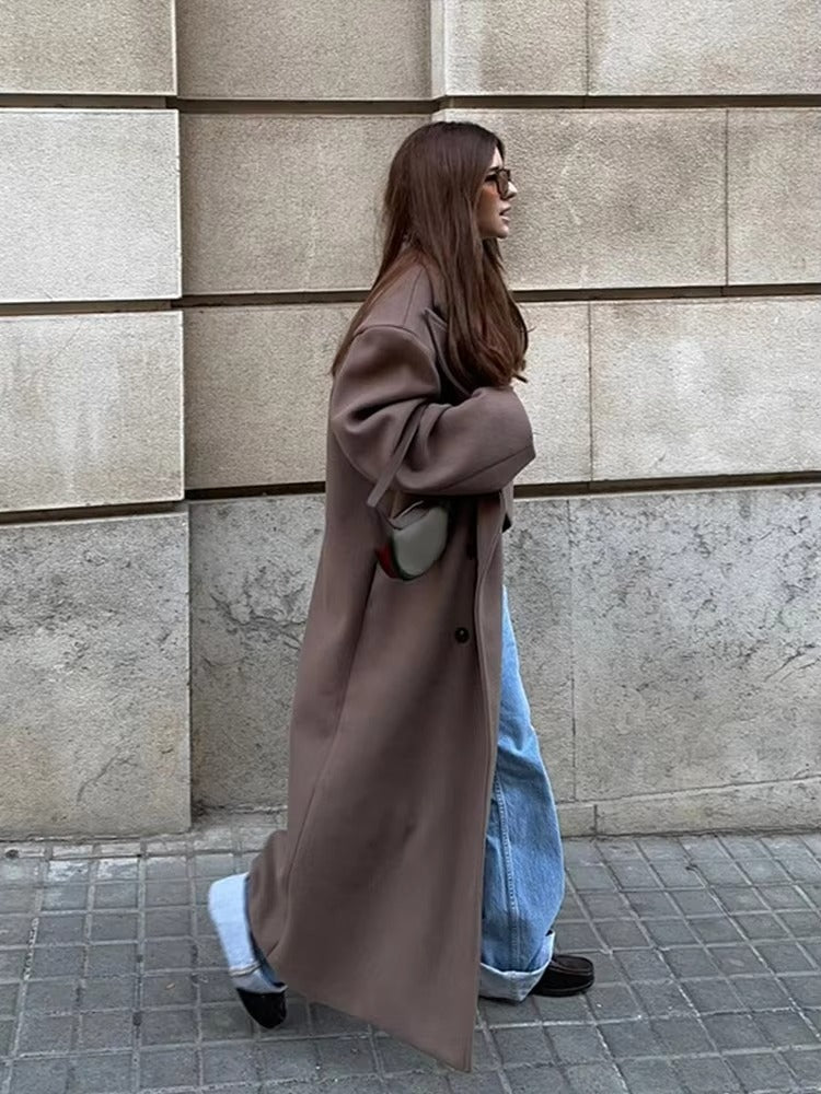 Long women's jacket with a loose fit and wide lapels - J&B; - 6 - Elvaroza.com