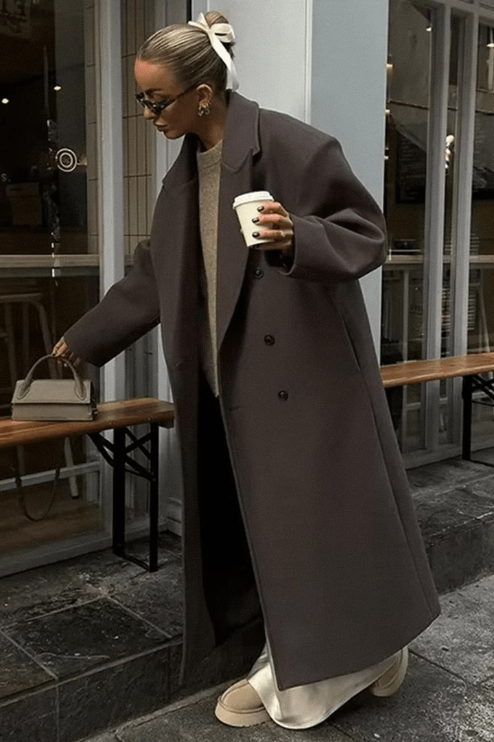 Long women's jacket with a loose fit and wide lapels - J&B; - 7 - Elvaroza.com