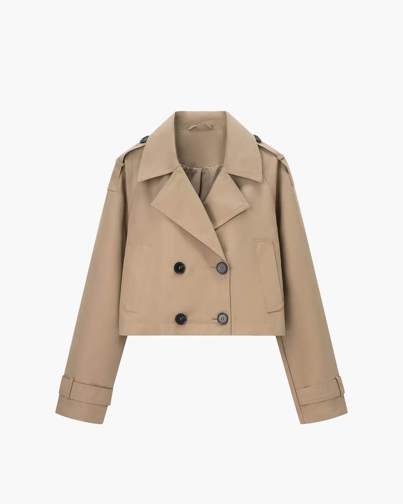 Short women's jacket with a double-breasted design and belt - J&B; - 1 - Elvaroza.com