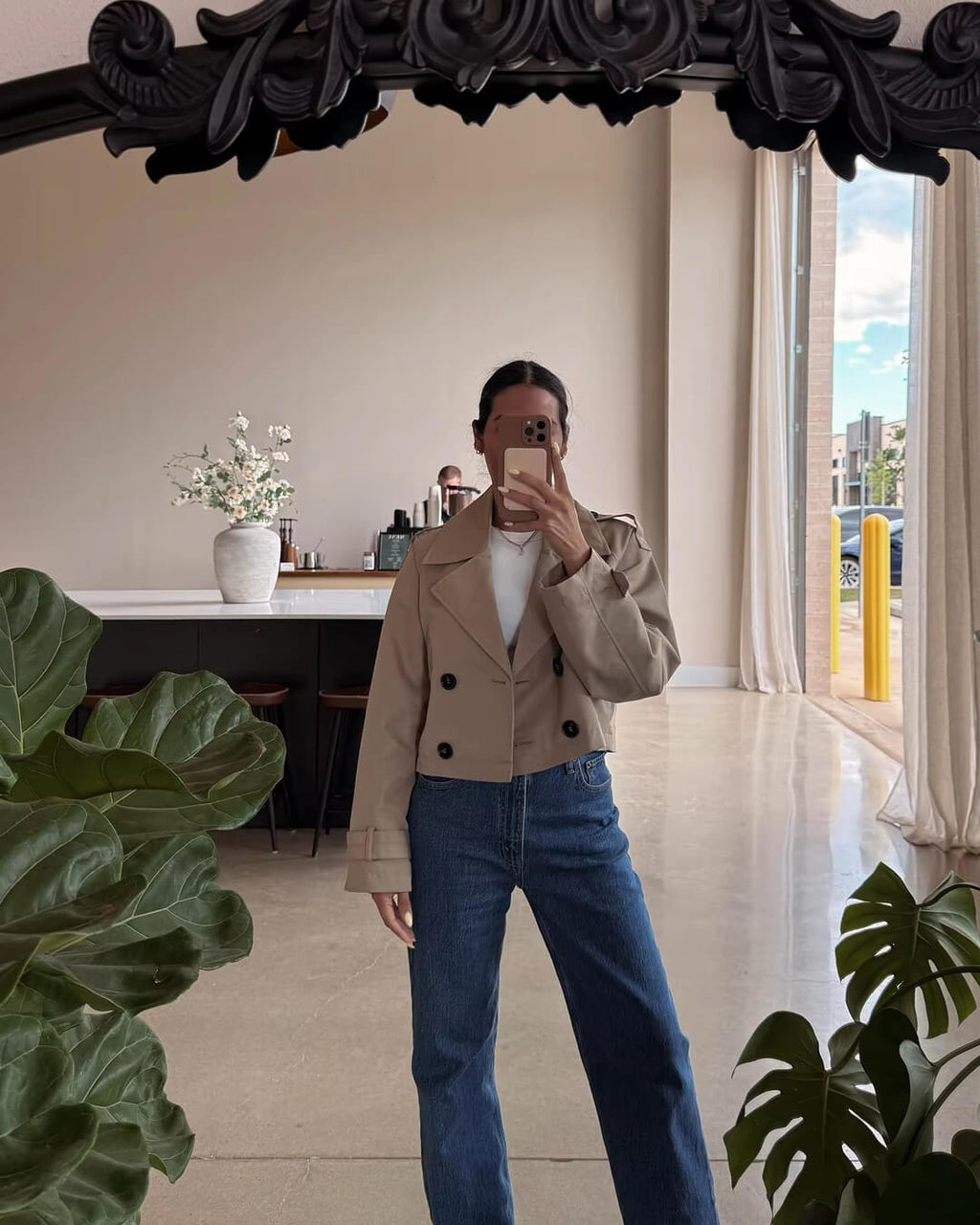 Short women's jacket with a double-breasted design and belt - J&B; - 6 - Elvaroza.com