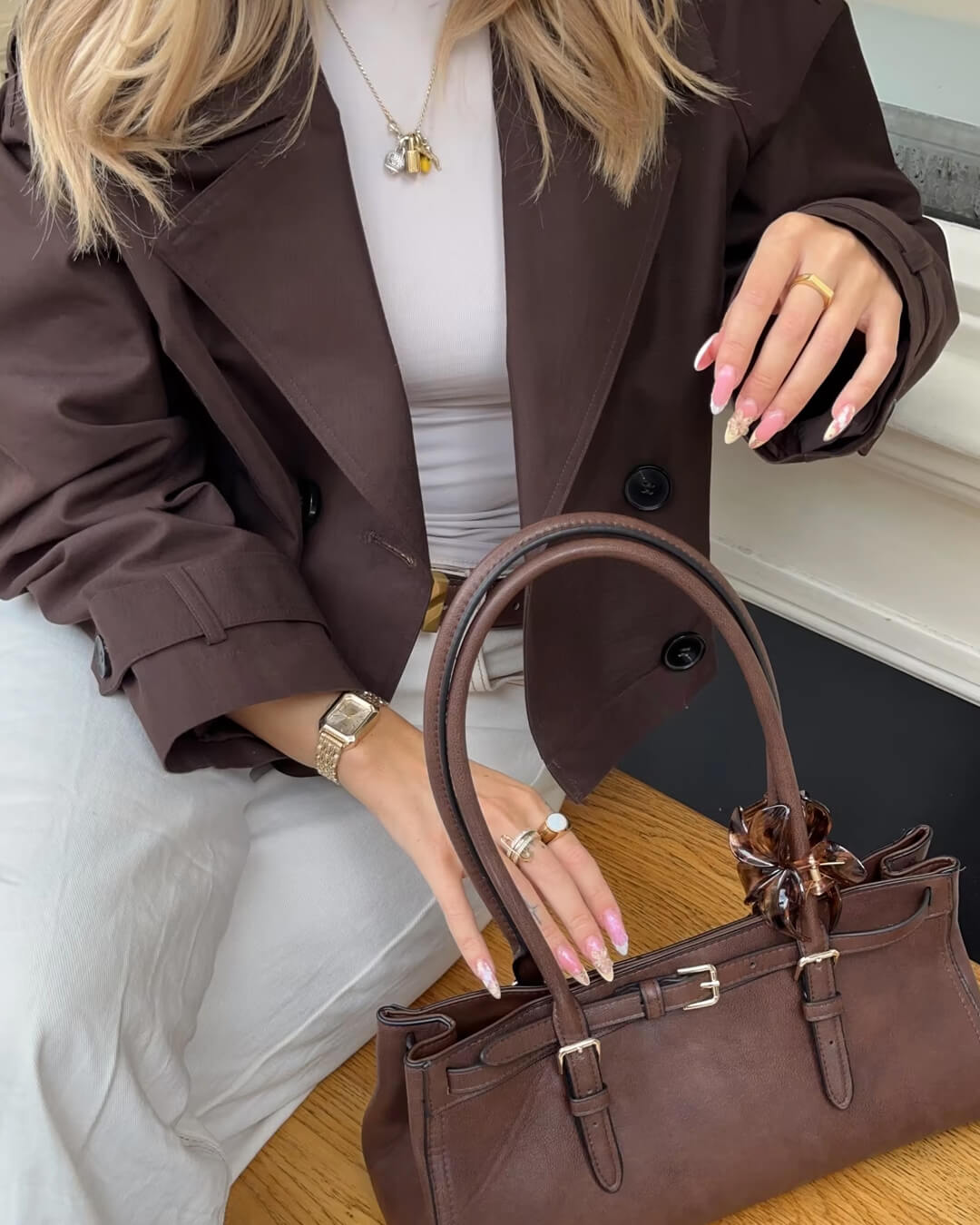 Short women's jacket with a double-breasted design and belt - J&B; - 8 - Elvaroza.com