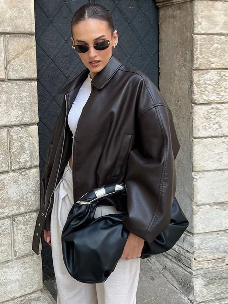 Women's Bomber Jacket with Belt and Oversized Fit - J&B; - 4 - Elvaroza.com
