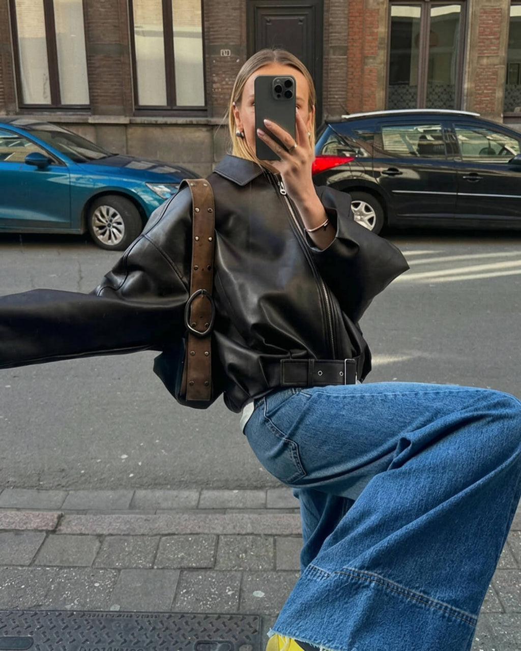 Women's Bomber Jacket with Belt and Oversized Fit - J&B; - 11 - Elvaroza.com