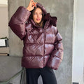 Women's Down Jacket, Cropped Fit, Shiny Finish - J&B; - 1 - Elvaroza.com