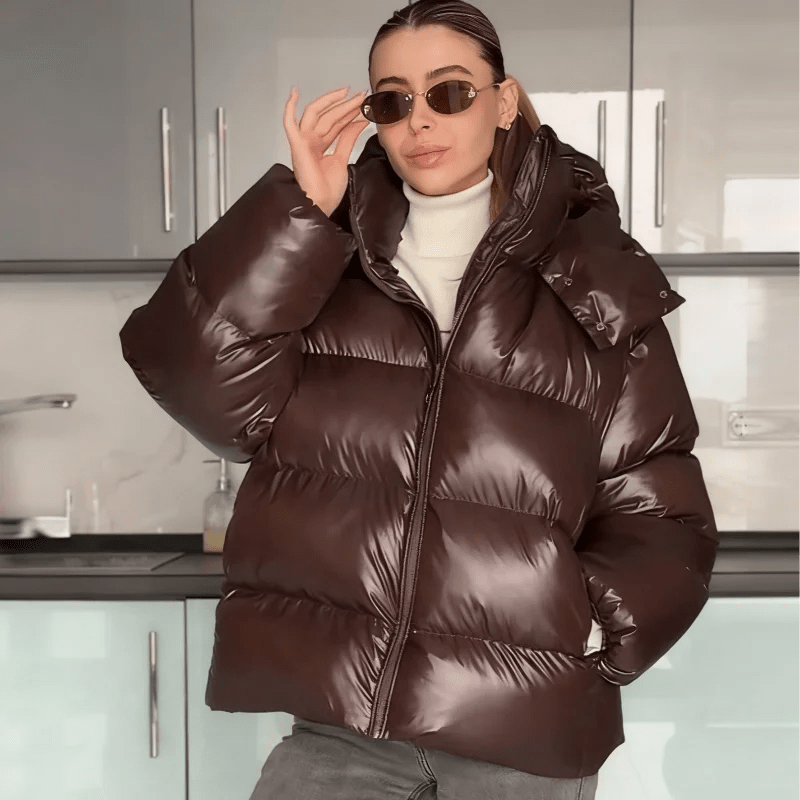 Women's Down Jacket, Cropped Fit, Shiny Finish - J&B; - 12 - Elvaroza.com