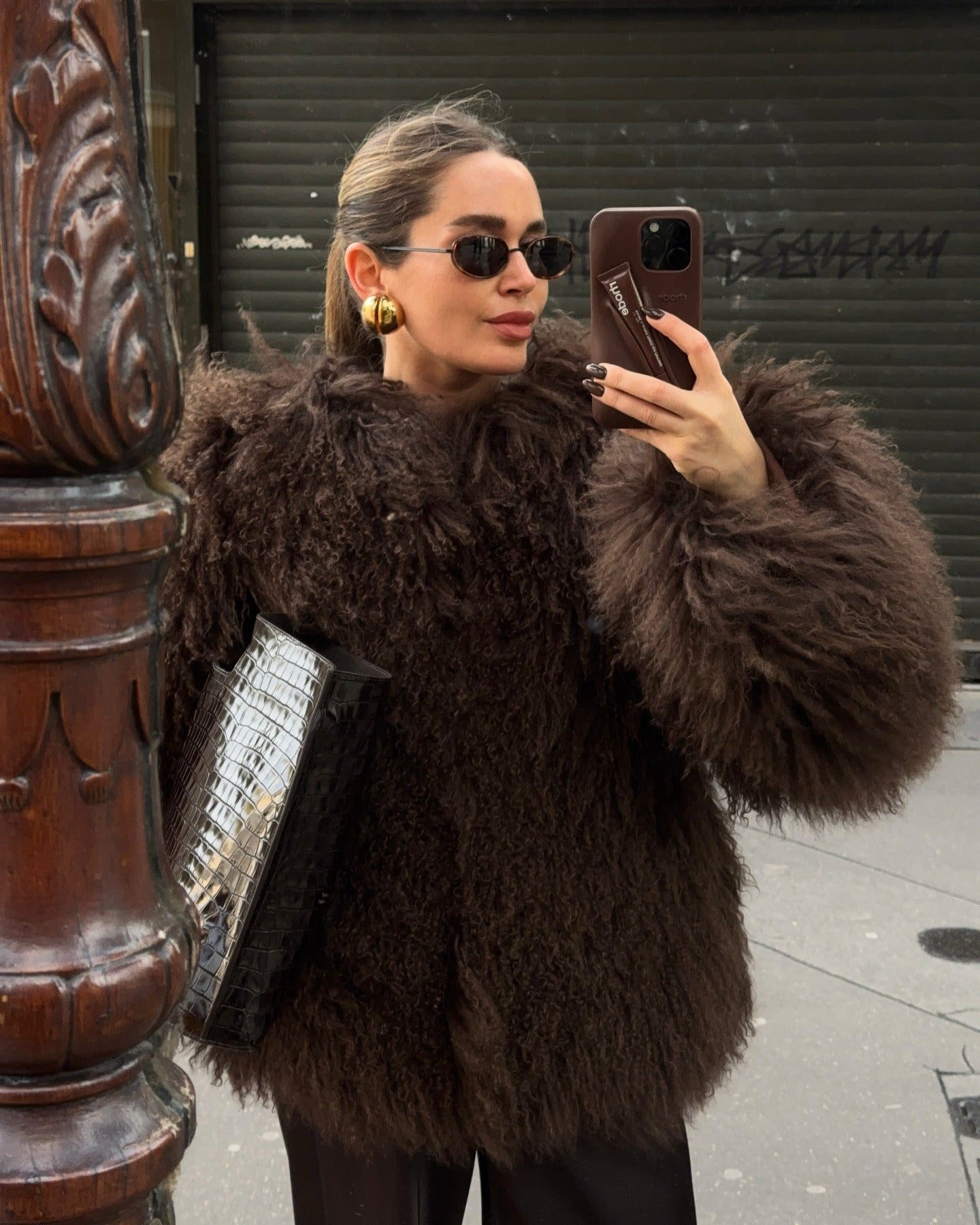 Women's oversized faux fur jacket with a high collar and a soft drape - J&B; - 2 - Elvaroza.com