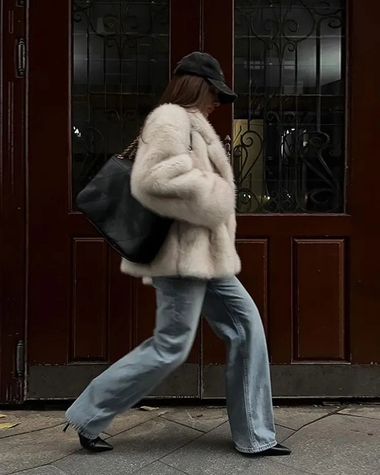 Women's Oversized Faux Fur Jacket with a Cozy Texture - J&B; - 8 - Elvaroza.com
