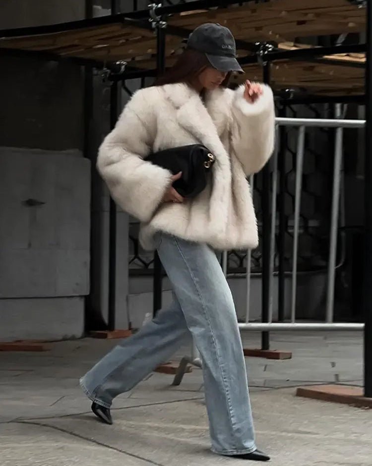 Women's Oversized Faux Fur Jacket with a Cozy Texture - J&B; - 9 - Elvaroza.com