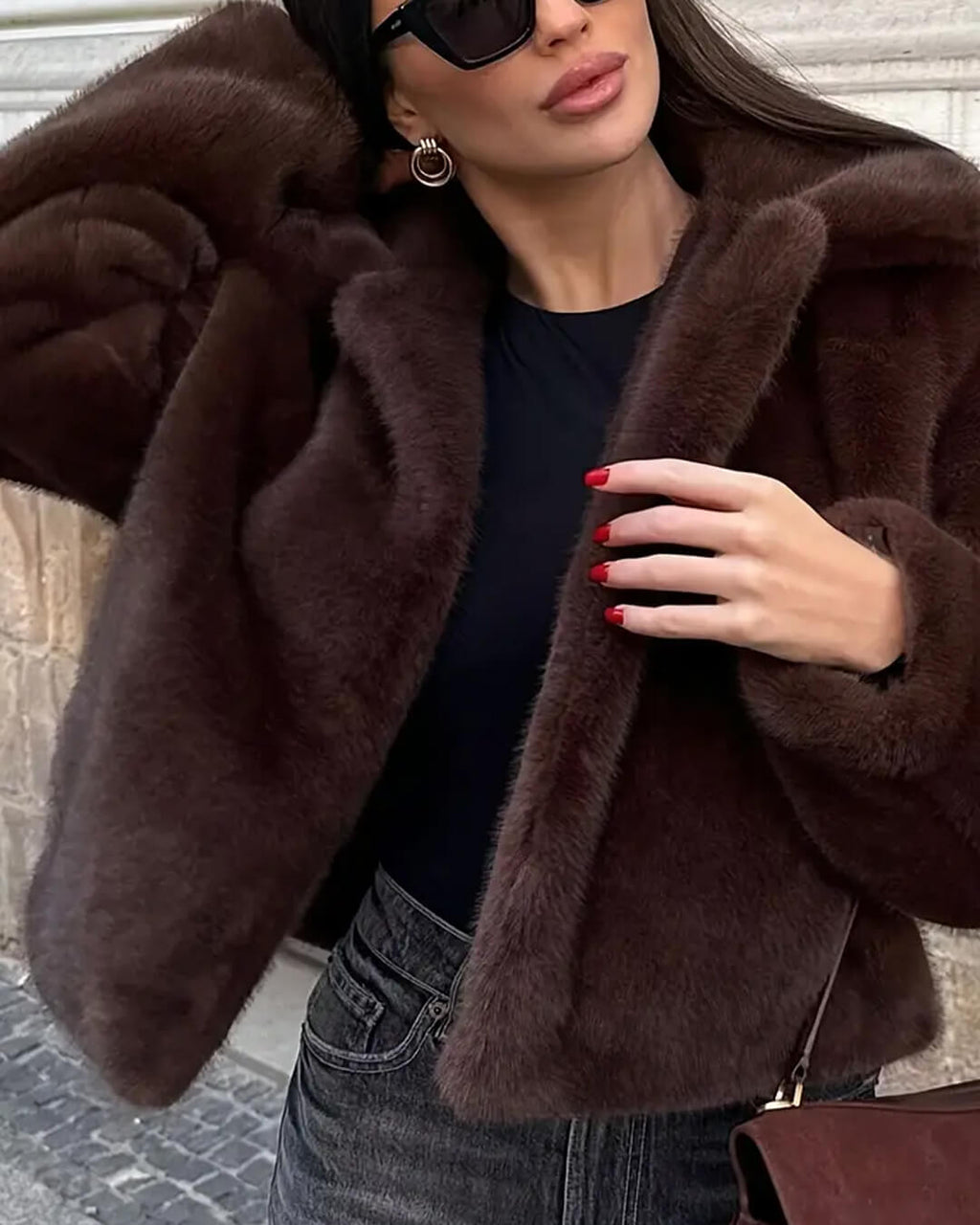 Women's Faux Fur Jacket, Cropped, Soft and Elegant - J&B; - 2 - Elvaroza.com