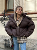 Women's cropped puffer jacket with a zipper - J&B; - 1 - Elvaroza.com