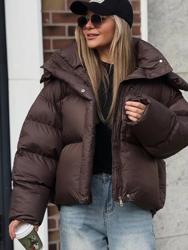 Women's cropped puffer jacket with a zipper - J&B; - 6 - Elvaroza.com