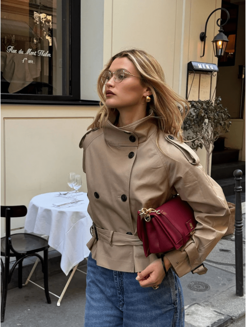 Short women's jacket with a double-breasted button placket and belt - J&B; - 4 - Elvaroza.com