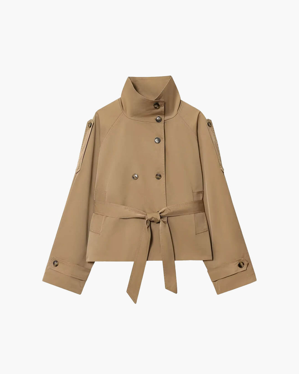 Short women's jacket with a double-breasted button placket and belt - J&B; - 5 - Elvaroza.com