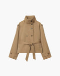 Short women's jacket with a double-breasted button placket and belt - J&B; - 5 - Elvaroza.com