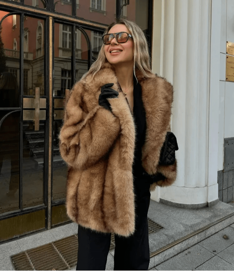 Women's faux fur jacket with an open silhouette and a fluffy texture - J&B; - 1 - Elvaroza.com