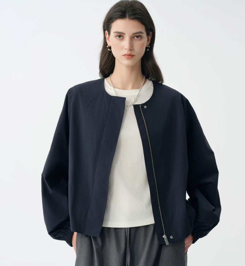 Women's bomber jacket, relaxed fit, with zipper - J&B; - 1 - Elvaroza.com