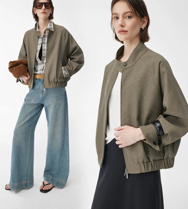 Women's zip-up bomber jacket with a casual fit - J&B; - 9 - Elvaroza.com