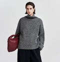 Oversized women's sweater with a high collar and a relaxed fit - J&B; - 1 - Elvaroza.com