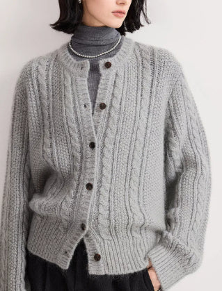 Women's Chunky-Knit Cardigan with Button Placket - J&B; - 2 - Elvaroza.com