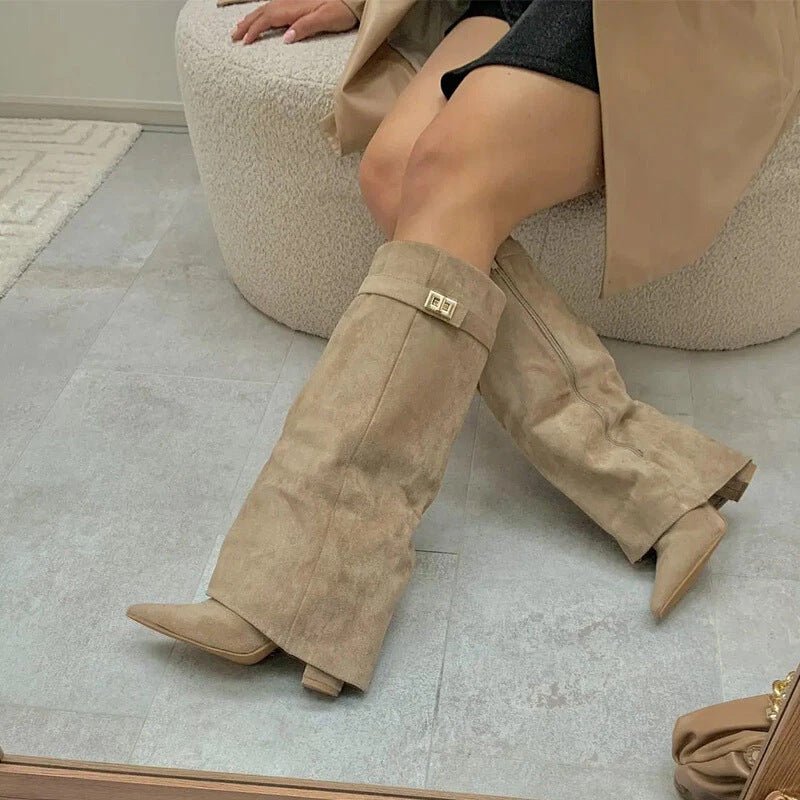 Women's Over-the-Knee Boots in an Elegant Design with Block Heels - J&B; - 2 - Elvaroza.com