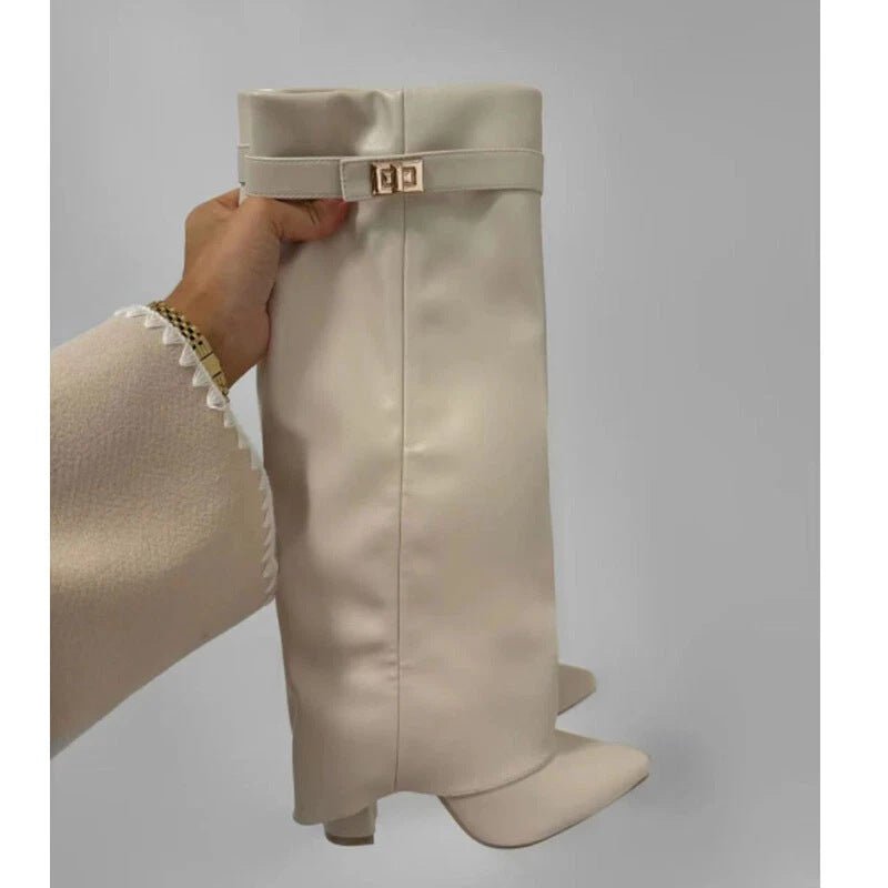 Women's Over-the-Knee Boots in an Elegant Design with Block Heels - J&B; - 7 - Elvaroza.com